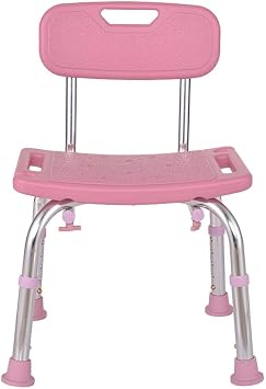 Shower Stool 150kg, Bath Seat with Backrest, Shower Chairs and Benches Bathtub Seat for Elderly, Senior, Handicap & Disabled, Adjustable Hight Non-Slip Design, Pink