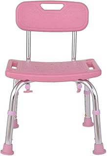 RTY-BY Shower Stool 150kg, Bath Seat with Backrest, Shower Chairs and Benches Bathtub Seat for Elderly, Senior, Handicap & Disabled, Adjustable Hight Non-Slip Design, Pink