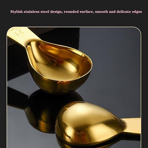 Miniatura 4 de 2 cucharas de café de acero inoxidable, las buenas cucharas medidoras de acero inoxidable para café, té y más (para plata + oro rosa, 0.5 onzas