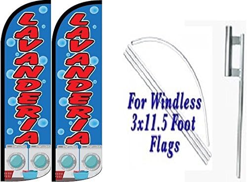 Lavanderia Windless Swooper Feather Kits de señal con Polo de bandera y molido Spikes – Pack de 2