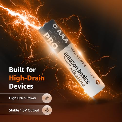 Image of Amazon Basics Pro Series AAA Alkaline Battery | Pack of 20 | for High Drain Devices | Toys, Digital Camera, Electric Toothbrush