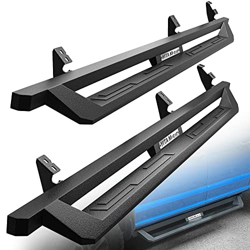 YITAMOTOR Running Boards Compatible with 2007-2021 Toyota Tundra Double Cab(2 Half-Size Rear Doors), Off-Road Drop Side Steps, Black Powder Coated Nerf Bars 2007-2021 Double-4.8 inches
