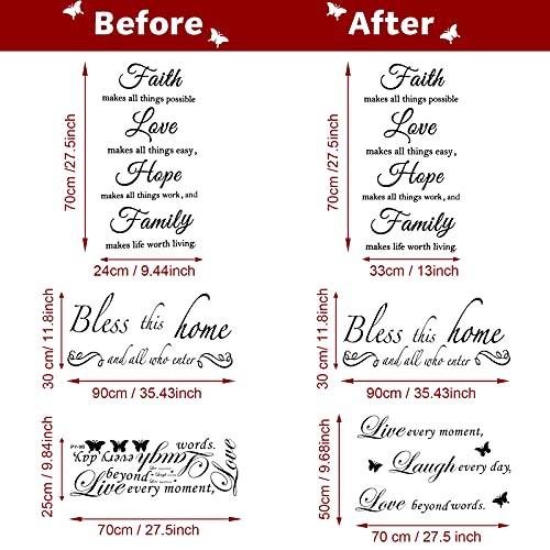 3 Sheets Wall Decals Inspiring Wall Quotes Stickers For Living Room Bedroom Decoration Valentine’s Day New Orleans Carnival St. Patrick’s Day Decor (Live, Faith And Bless) #TOP1