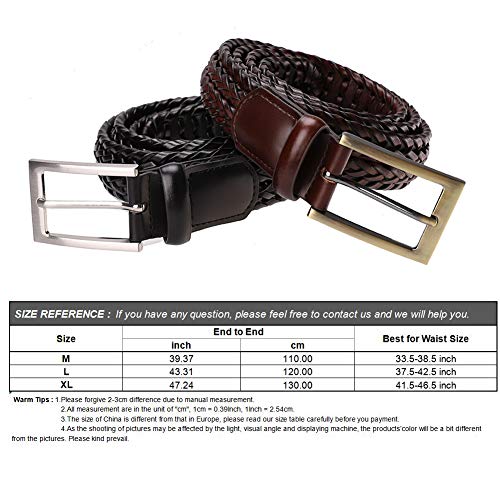 Earnda Men's Genuine Leather Braided Belt Buckle Fashion Woven Strap3