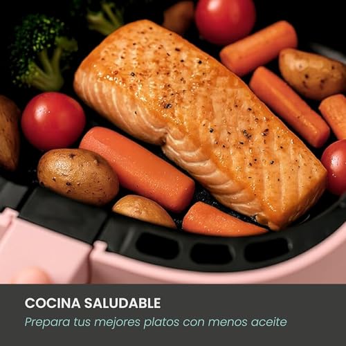 Miniatura 5 de Jocca - Freidora De Aire Caliente 3,8l Linea Sweet Freidora Sin Aceite Air Fryer 3,8 Litros Temporizador Temperatura Ajustable Cocina Sana 1450w Pantalla Led Tactil Ahorro Energía Rosa