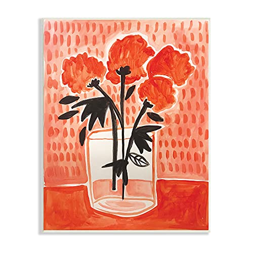 Stupell Industries Bold Red Flower Bouquet Black Stem Florals, Designed By Nd Art Wall Plaque #TOP8