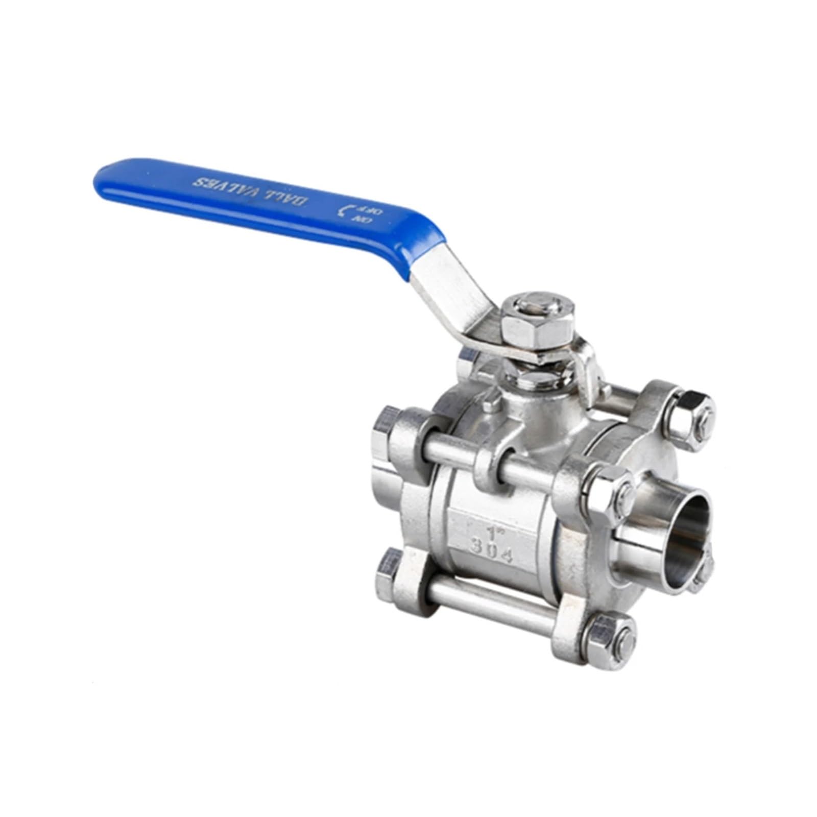 KKHCMZPI 1-1/4" Straight Welding 32MM Ball Valve Stainless Steel 304 Two Way Three Pieces