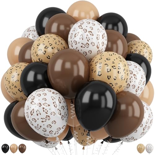 Image of Cheetah Print Balloons, 50 Pcs 12 Inch Black Brown Balloons