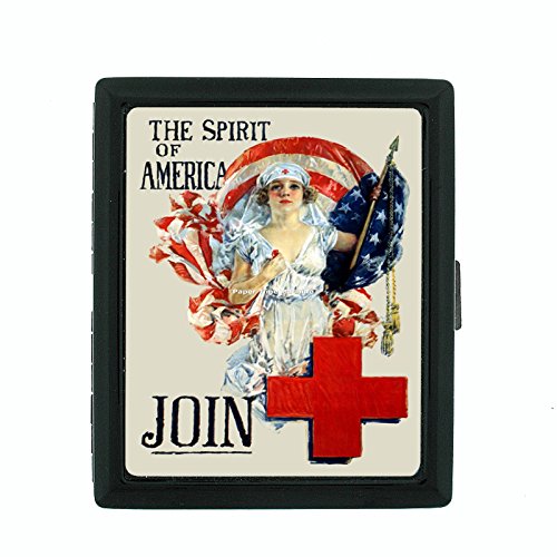 Vintage Nurse D9 Small Black Metal Cigarette Case Classic Retro