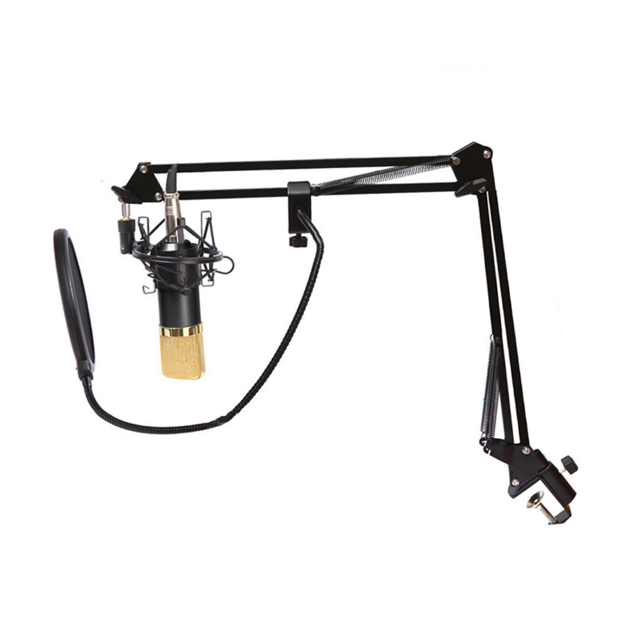 ibasenice Micrófono con Soporte Metálico de Condensador Negro Profesional Bm-800 y Alta Sensibilidad Filtro Anti-Pop para Estudios y Grabación en Computadora