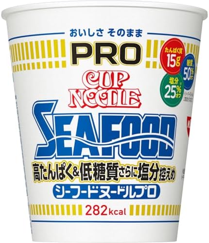 （20:30時点） カップヌードルPRO シーフードヌードル 高たんぱく&低糖質さらに塩分控えめ [おいしさそのまま] 日清食品 カップ麺 食物繊維 1食あたり282kcal 78g×12個