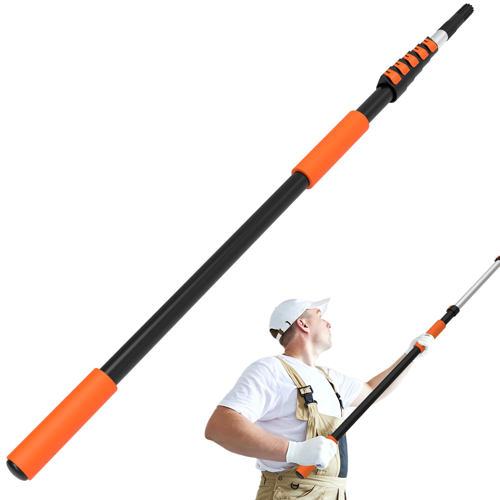 Sisupassie Orange 9M Paint Roller Extension Pole, Professional Telescopic Pole For Paint Roller, Multi-Purpose Long Roller Extendable Pole For Painting, Dusting And Cleaning