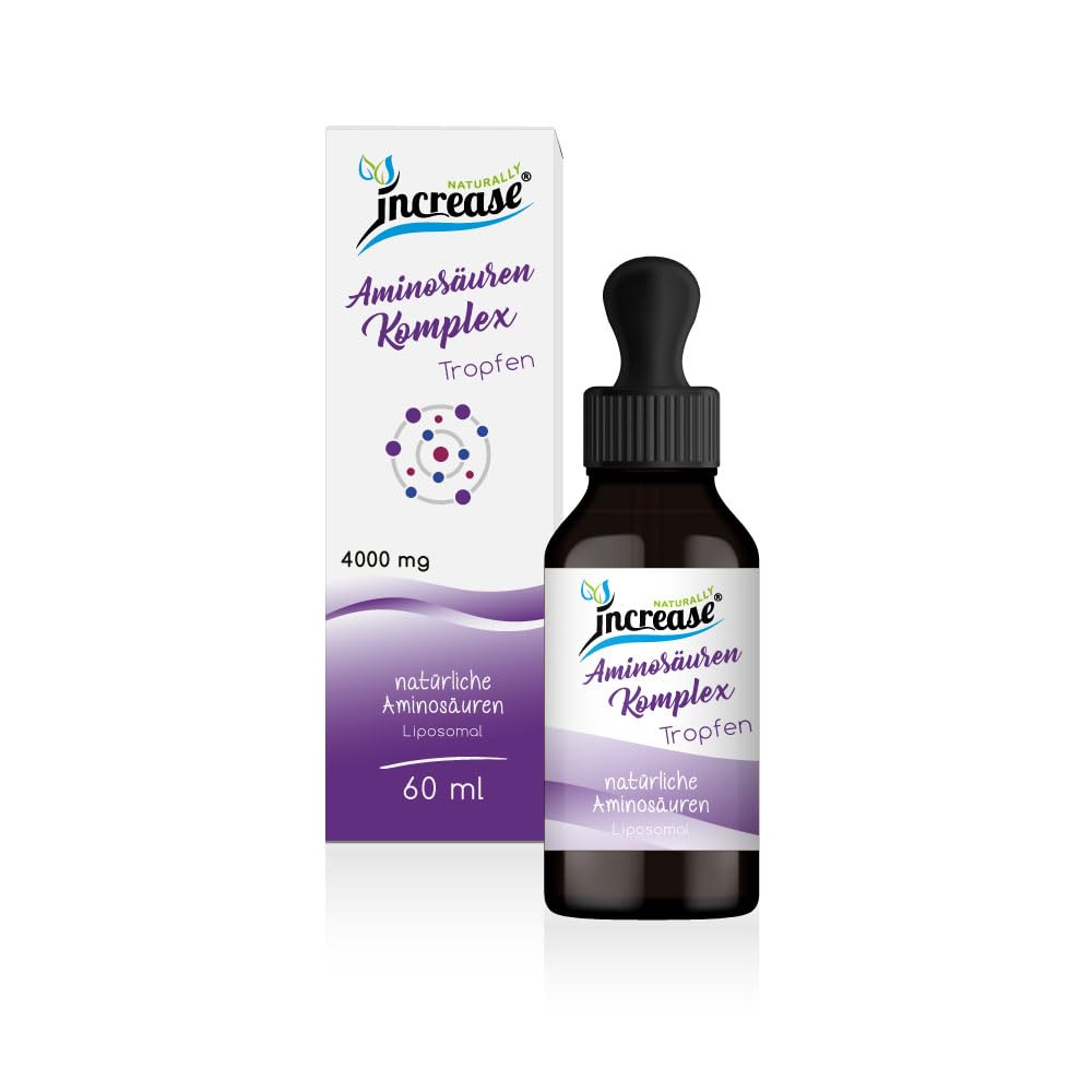 Liposomale Aminosäuren Komplex Tropfen hochdosiert - 120.000mg Aminosäuren pro Packung) 4000mg Aminosäuren pro Tagesdosis mit 18 verschiedenen Aminosäuren - MCT Öl - Hohe Bioverfügbarkeit