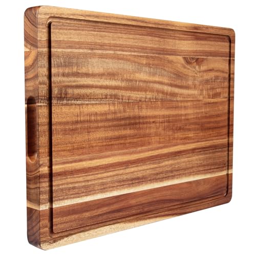Tabla de Cortar Grande de Madera Acacia 50.8x38.1 cm con Surco y Mango miniatura 1