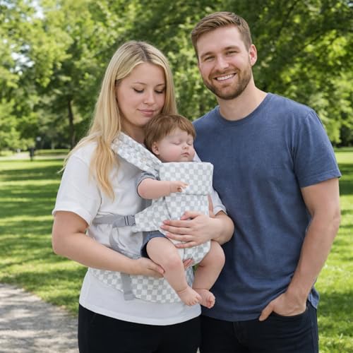Baby Carrier Newborn to Toddler - Ergonomic Breathable Soft Structured Carrier with Breathable Mesh Lightweight Baby Holder with Lumbar Support Hands-Free Babywearing for Plus Size Parents White - Thumbnail 2
