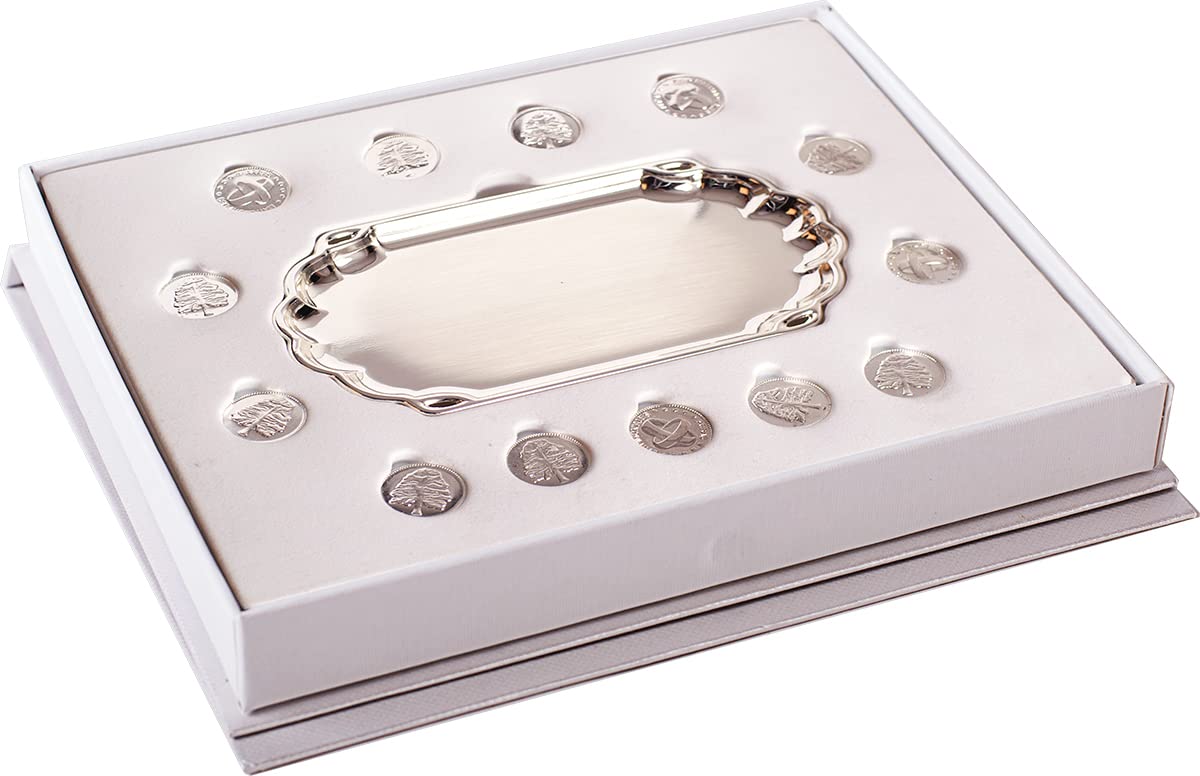 Regalos Más de Más Estuche de Arras Matrimonial con Bandeja Plateada. Con Opción de Grabado Personalizado. (04068)