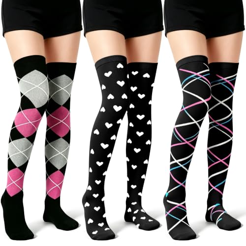 Image of CHARMKING 3 Pairs Thigh High Compression Socks for Women and Men 15-20 mmHg Boost Circulation and All Day Comfort