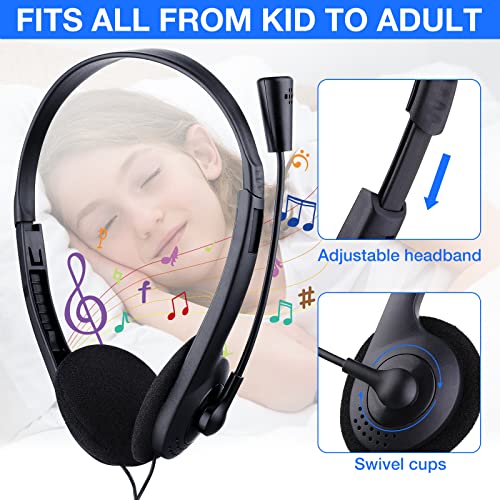 30 Pack Kids Classroom Headphones With Microphone School Student Headphones Bulk Class Set Lightweight Adjustable Earphones On Ear For Child Travel 3.5 Jack Universal Plug (Plastic Microphone Stem) #TOP1
