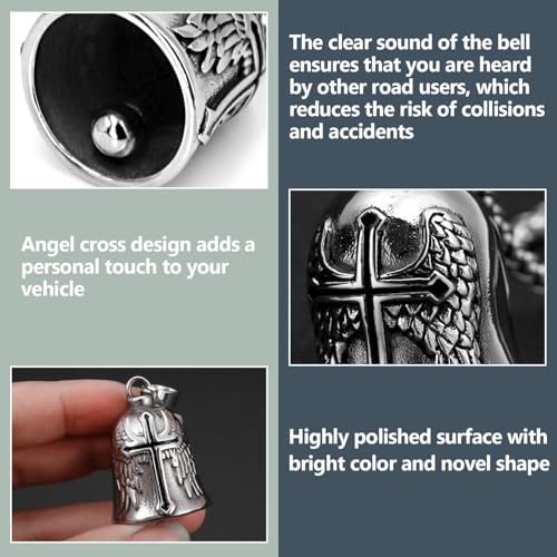 Miniatura 3 de Xnzmyn 2 Piezas Llavero Moto Campana Guardiana Personalizado Anillo Colgante Motocicletas, Vehículos Eléctricos, Bicicletas, Coches Amuleto De Protección Y Buena Suerte Negro