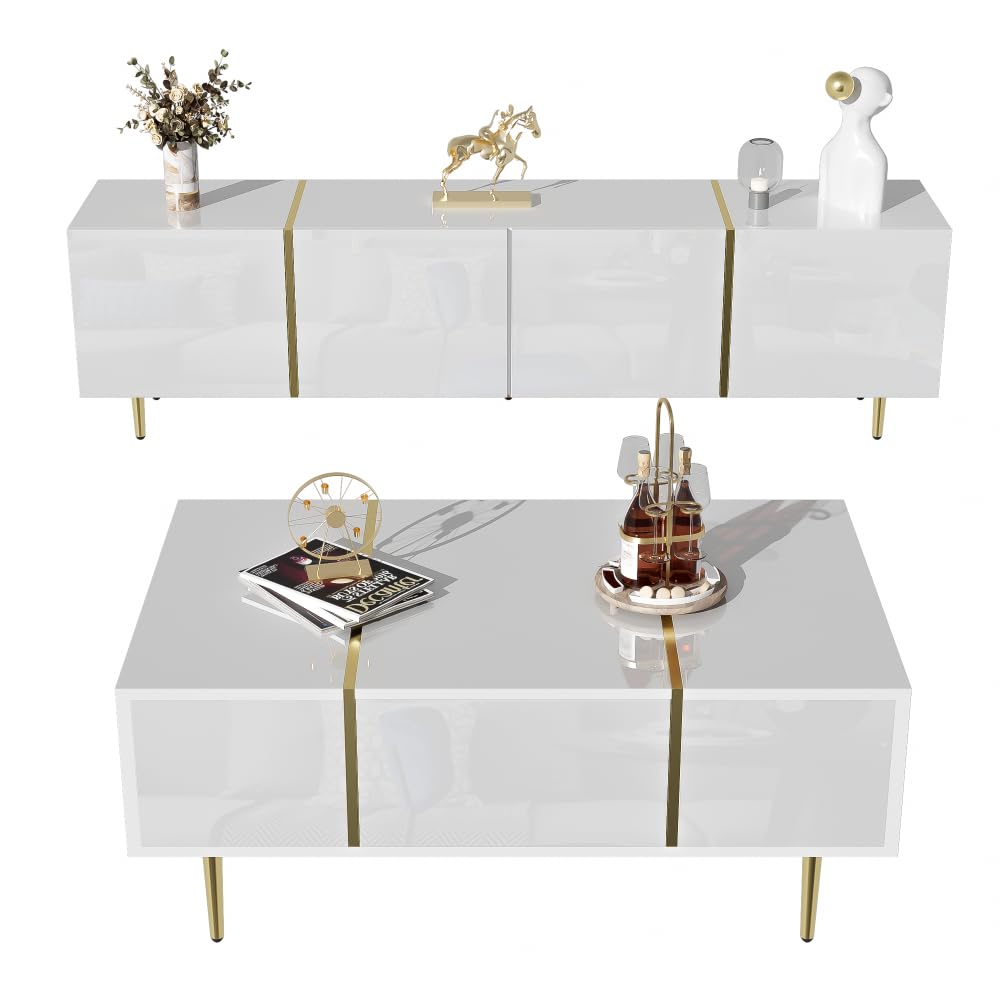 Table basse design moderne avec 2 tiroirs pour ranger et sublimer votre canapé blanc