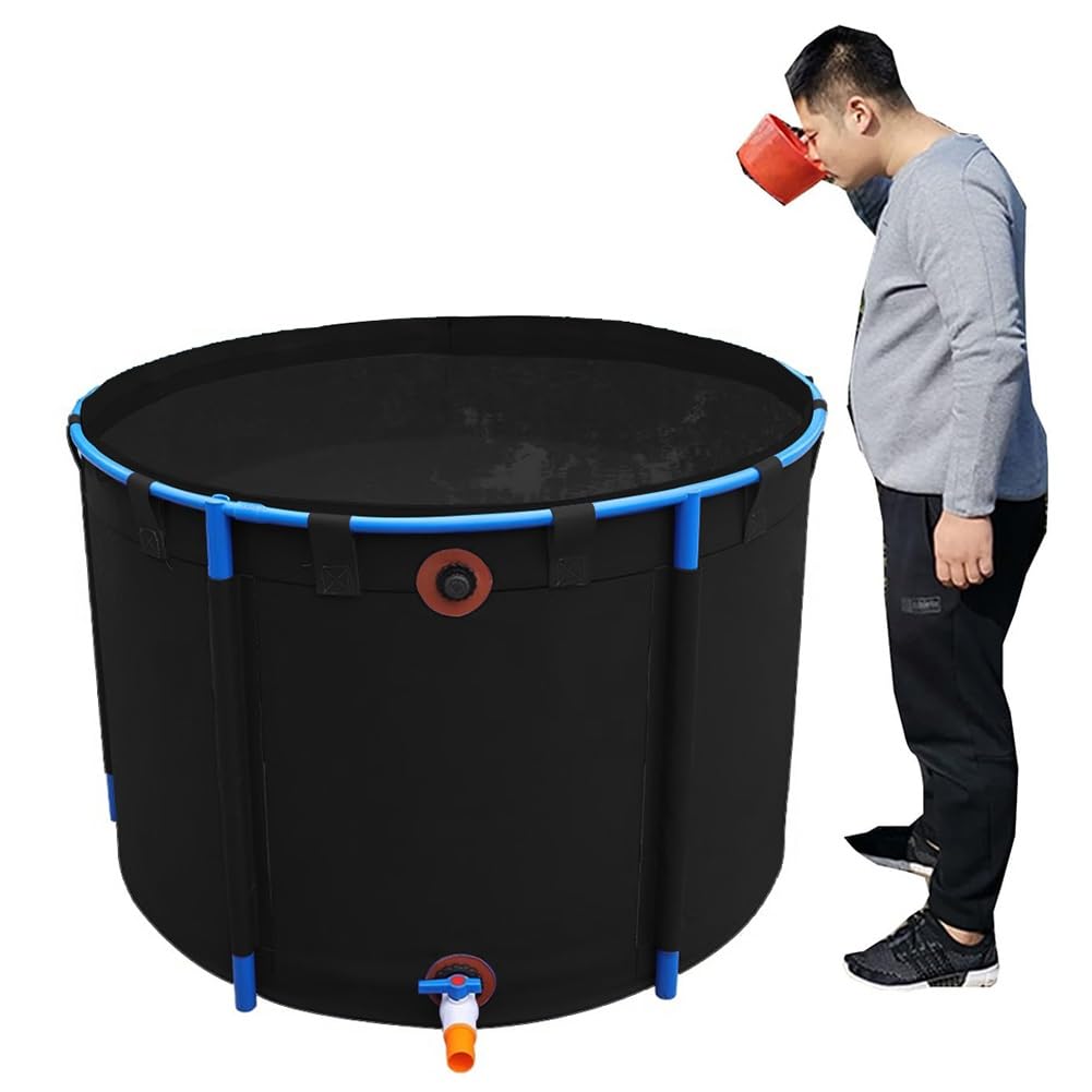 Kit per laghetto da pesca rotondo fuori terra con rivestimento flessibile in PVC e serbatoio E-Larium per Koi e pesci, ideale per giardini acquatici all'aperto e habitat acquatici