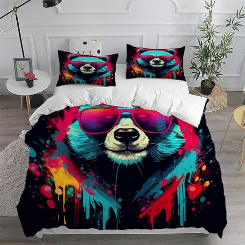 Housse de couette panda anti-plis en microfibre douce pour grand lit double - 6