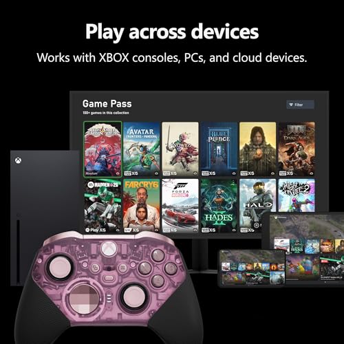 Image of Xbox Wireless Gaming Controller | Elite Series 2 Core | Translucent Pink | Consoles, PCs, TVs, mobile, and more | Adjustable Thumbsticks | Trigger Locks