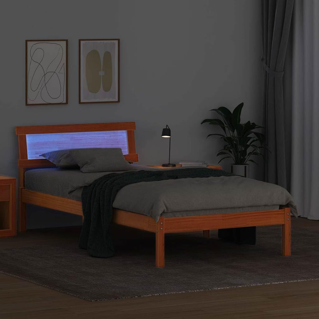 Lite drewno sosnowe nowoczesna platforma Brązowy 80 x 200 cm