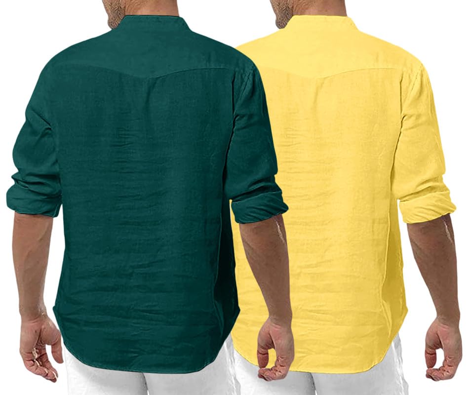 Image of ROYALSCOUT Men's Cotton Polyester Blend Solid Regular Fit Full Sleeve Short Kurta | Ethnic, Lightweight Summer Kurta for Daily & Occasion Use