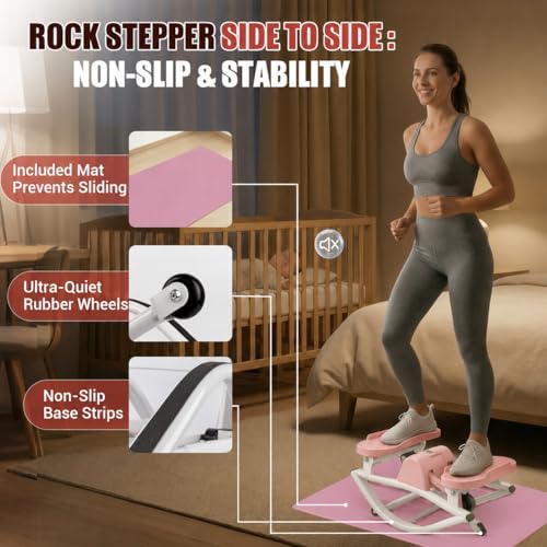 Image of Rock Stepper for Exercise at Home, Rocking Stepper Side to Side with Resistance Bands & Digital Display, 300 LBS Capacity Full Body Workout Low-Impact Knee-Friendly Anti-Slip Side Stepper