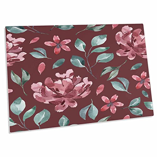 3dRose Desk Pad Floral Acuarela Burgundia y Azul