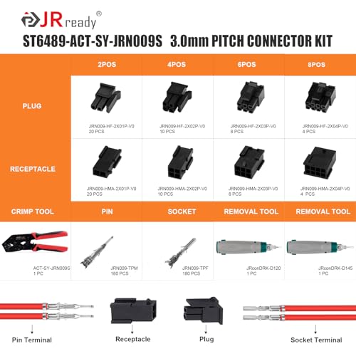 Image of JRready Micro-Fit 3.0 Connector Crimping Tool Kit, 2-8 Pin, 2 Extractors