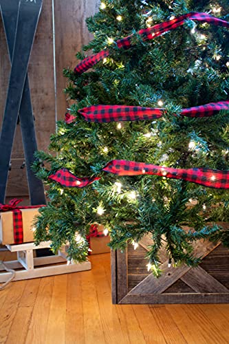 BARNWOODUSA Christmas Tree Collar or Box Made of Reclaimed Wood â€“ Rustic Tree Skirt Replacement Blocks, Hook-&-Loop Strip Panels, 37x27 in., Gray