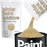 Hemway Glitter Paint Additive Crystals for Acrylic Emulsion Paint, Interior & Exterior Walls, Wood, Varnish, Matt, Gloss, Furniture 100g / 3.5oz - Ultrafine (1/128' 0.008' 0.2mm) - Gold Silver