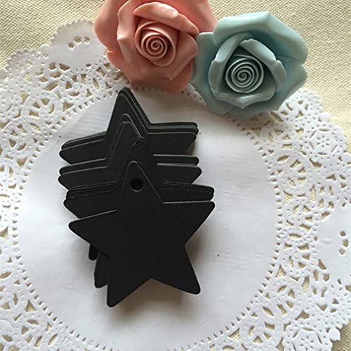 100Pcs Paper Gift Tags,Star Shape Gift Wrap Tags Blank Hang Tags With String For Christmas Wedding Birthday Baby Shower Handmade(Black) #TOP1