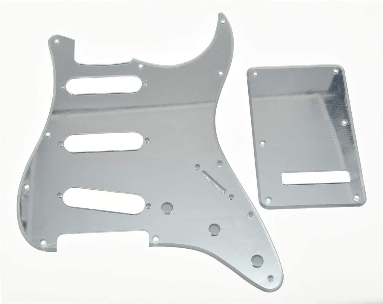 Dopro 11 Hole Strat SSS Pickguard ST Back Plate Trem Cover for USA/Mexican FD Strat Silver Mirror