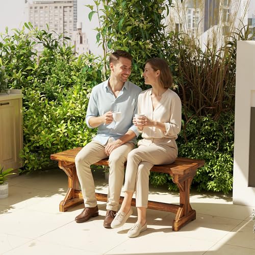 Outsunny Wooden Garden Bench 2 Seater Rustic Outdoor Bench Seat - Image 8