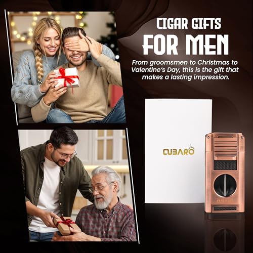 Encendedor para cigarros con cortador V y llama dual miniatura 6