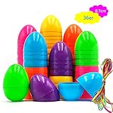 ROSAUI 36x Ostereier Plastik 8,7cm Ostereier zum befüllen Ostereier zum Aufhängen Draußen Bunte Ostereier aus Kunststoff Osterdeko zum Aufhängen