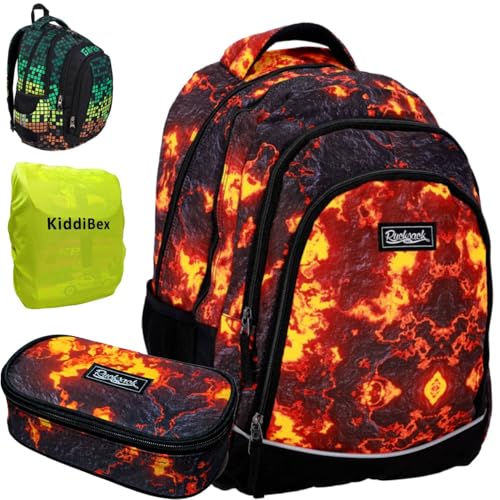 KiddiBex Schulrucksack Teenager Set 3 Teilig - Schulrucksack Jungen...