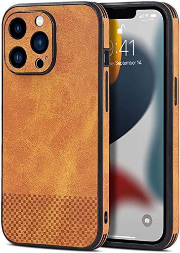 Coque iPhone 13 Pro Max en cuir et silicone orange antichoc