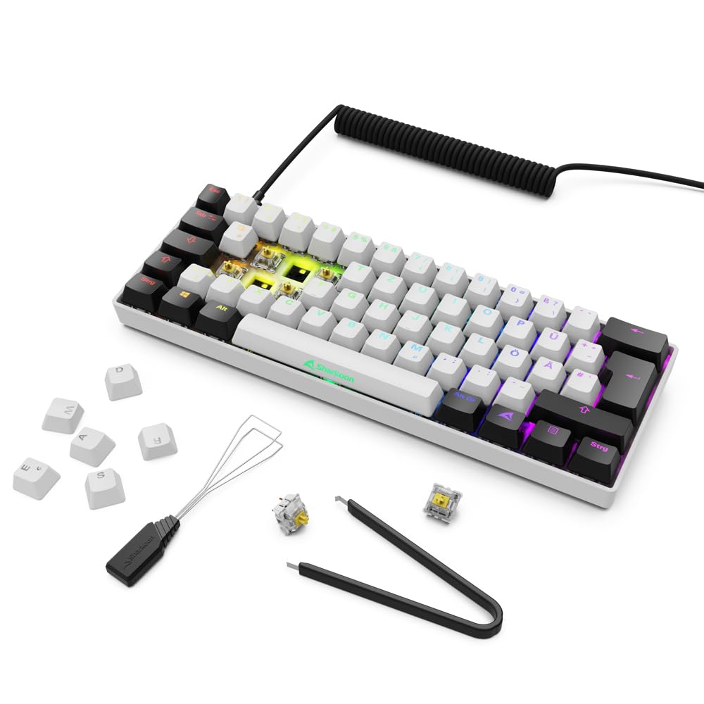 Sharkoon Skiller SGK50 S4 Gen2, weiß, Gateron Yellow, 60% DE-Layout