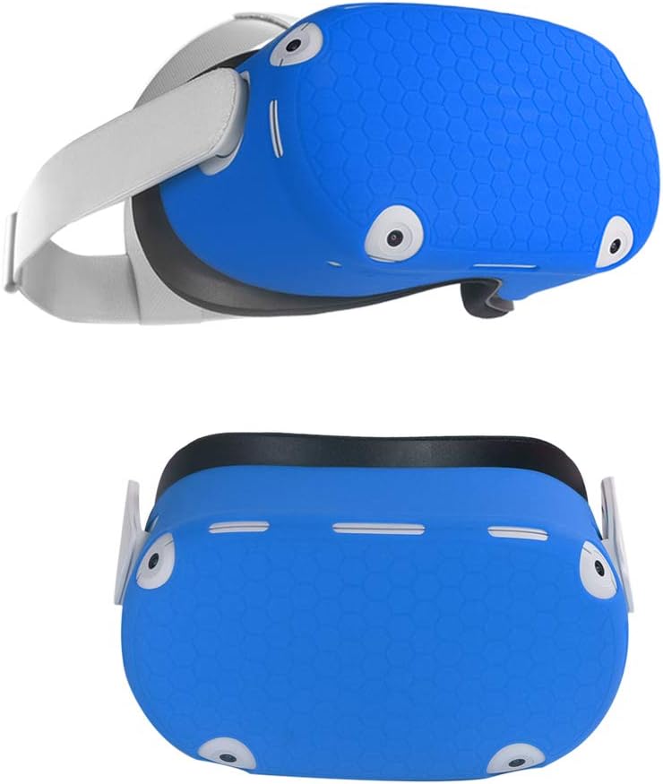 MASiKEN VR Cover Shell for Oculus Quest 2, Soft Silicone Front Face Protector, Anti Scratch and Falling Damage, Light Blocker, Quest 2 Decal Replacement (Blue)