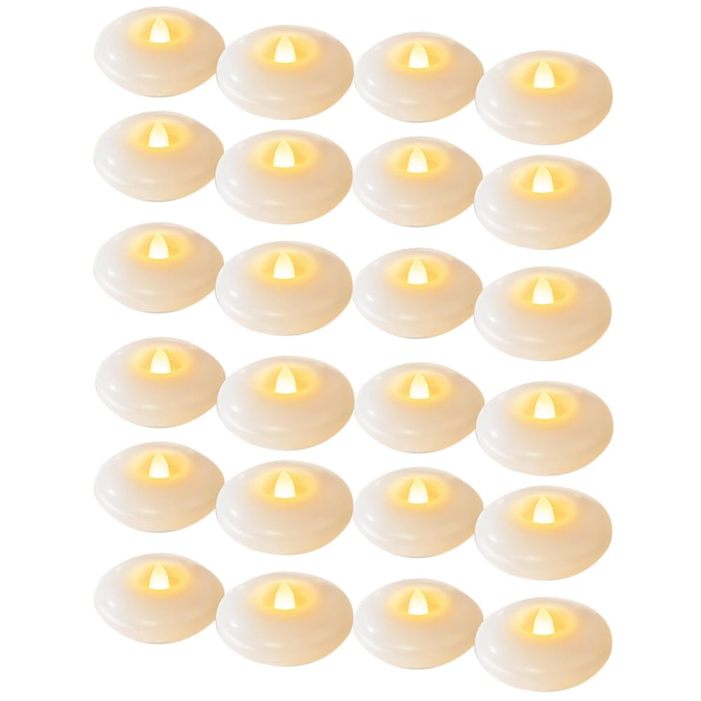 24 Confezione di 3" Candele Galleggianti A LED Impermeabili Tealights per Vasi Cilindrici, Decorazioni da Matrimonio