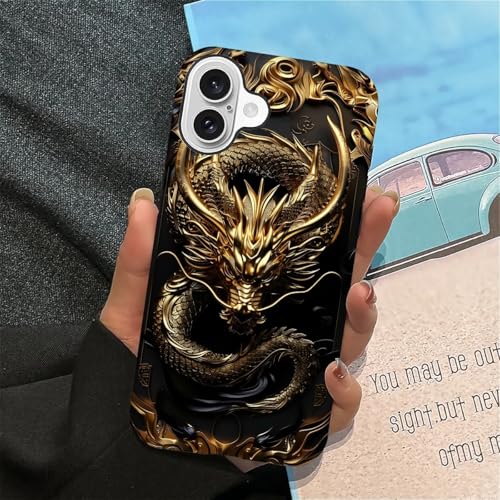CARLOCA Compatible with iPhone 16 Case,Golden Dragon Soft TPU + Hard PC 2-in-1,Anti-Scratch Soft TPU Shockproof Unique Protective Cover Pattern Design - image 5
