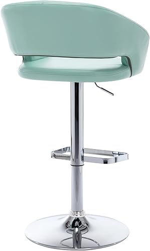 Miniatura 114 de Vogue Furniture Direct Taburete de bar ajustable con respaldo y brazos huecos, moderno taburete giratorio de piel sintética, silla de barra de Negro