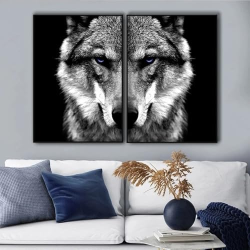 Affiche murale tête de loup sauvage cadre 30x40 pour mur vide