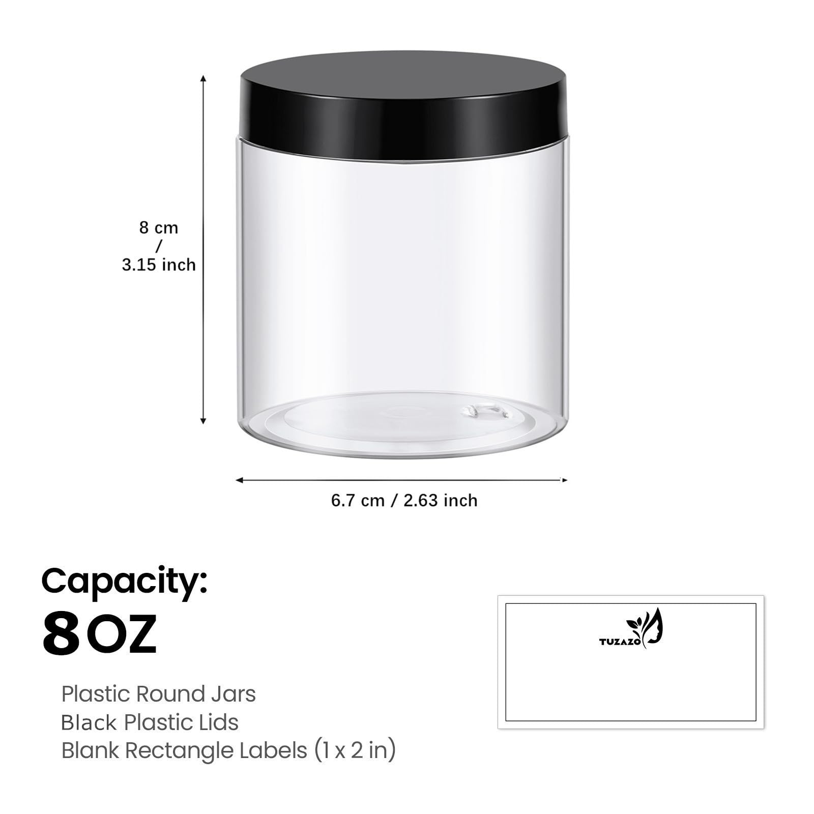 Frascos de plástico sin BPA con tapa, redondos transparentes, 237 ml, 12 unidades, ideal para loción, crema, ungüentos, mantequilla corporal, maquillaje y almacenamiento de viaje
