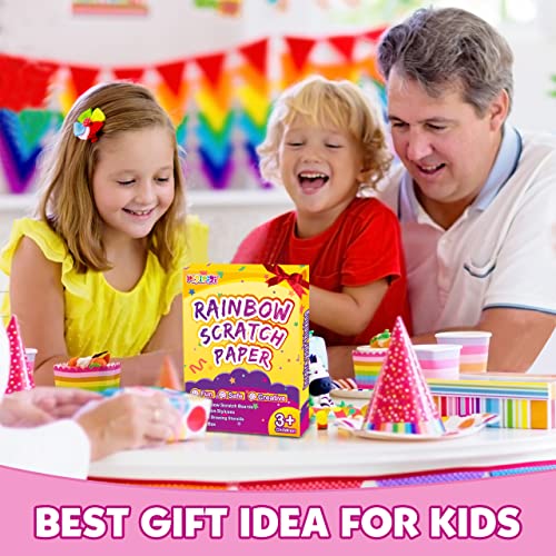 Pigipigi Scratch Paper Art For Kids - 60 Pcs Rainbow Magic Scratch Off Art Crafts Set Supply Drawing Note Kit For Girls Boys Toddler Party Favor Activity Game Birthday Christmas Easter Toy Gift #TOP4