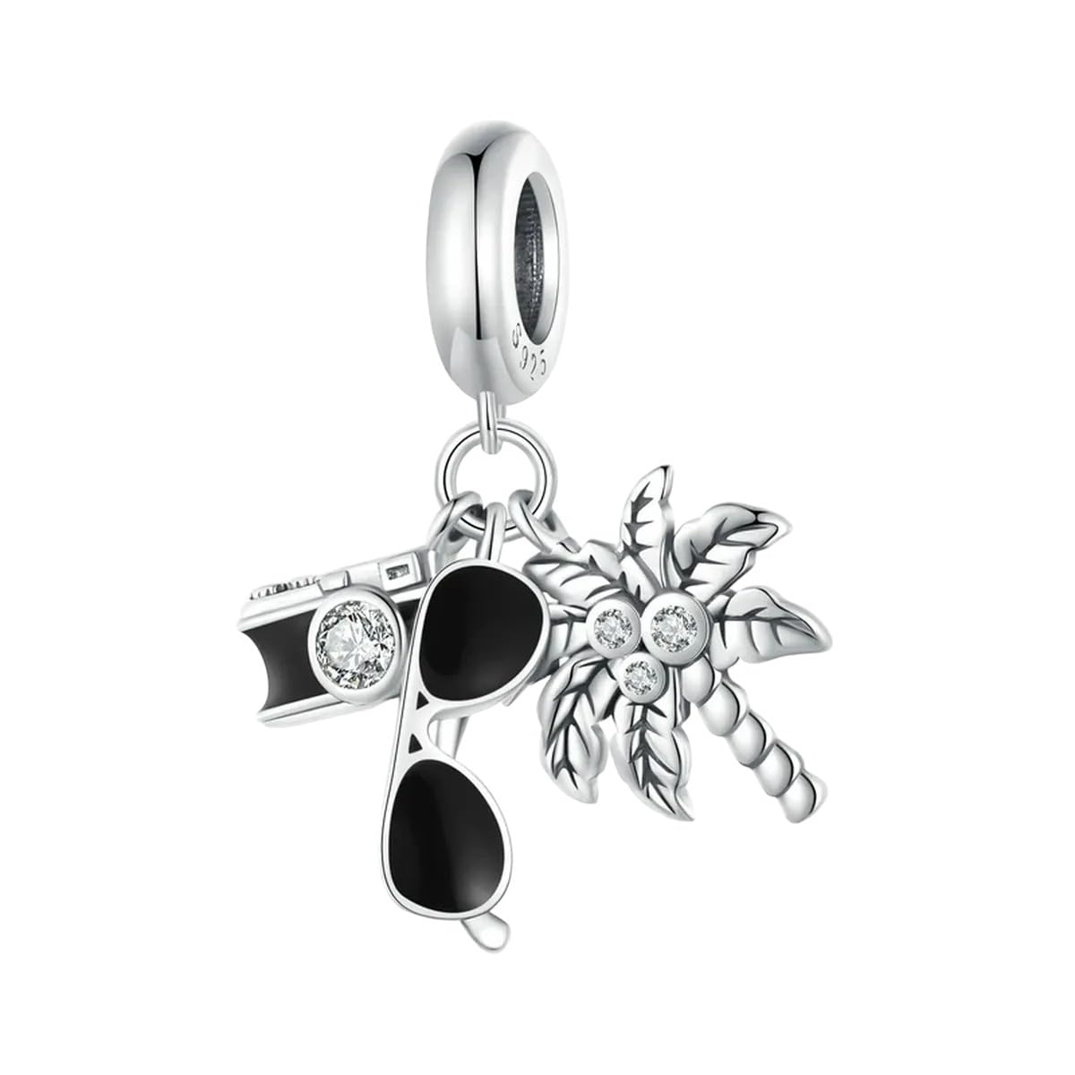 Charms de plata 925 para pulseras con diseño de cámara de viaje y vacaciones 7